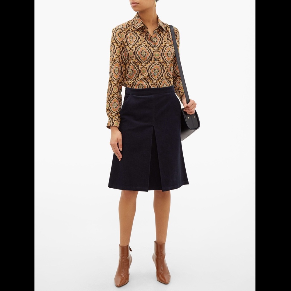 A.P.C. Coco Cotton-blend Corduroy Skirt In Blue 38
